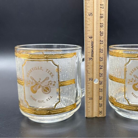 Vintage Nashville Music City USA Souvenir Mugs By Culver 22K Gold Luminarc Glass - Picture 10 of 10